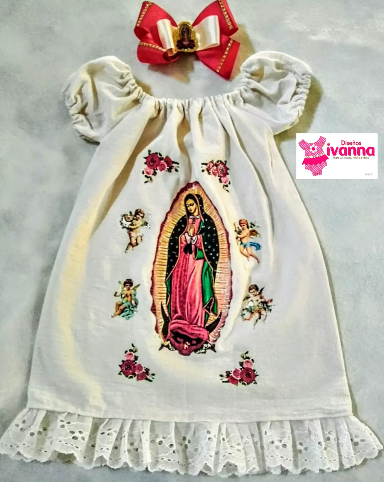 Batita guadalupana para bebé hecha a mano, Virgen de Guadalupe Diseños Ivanna