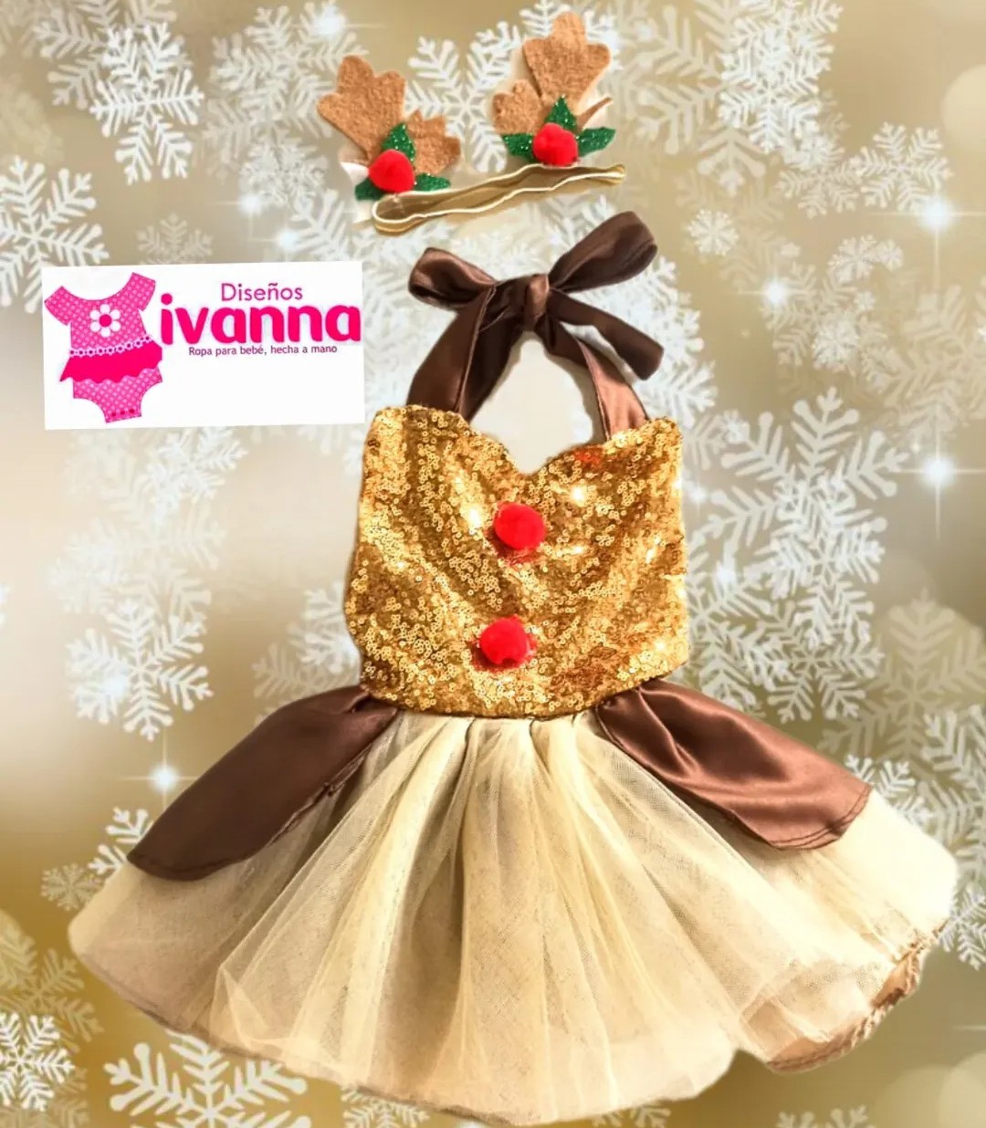 Traje navideño para bebé hecho a mano, Diseños Ivanna Zihuatanejo