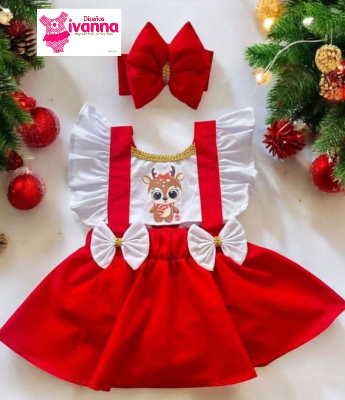 Traje de Santa Claus o reno para bebé, Diseños Ivanna tradicional