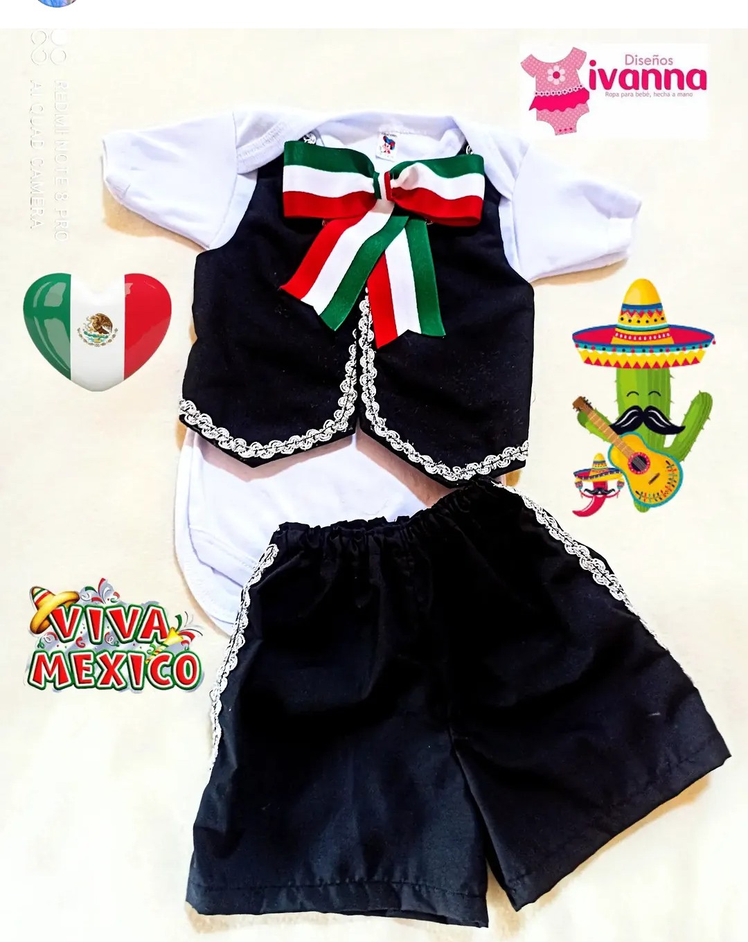 Traje independencia México para bebé, Diseños Ivanna tradicional